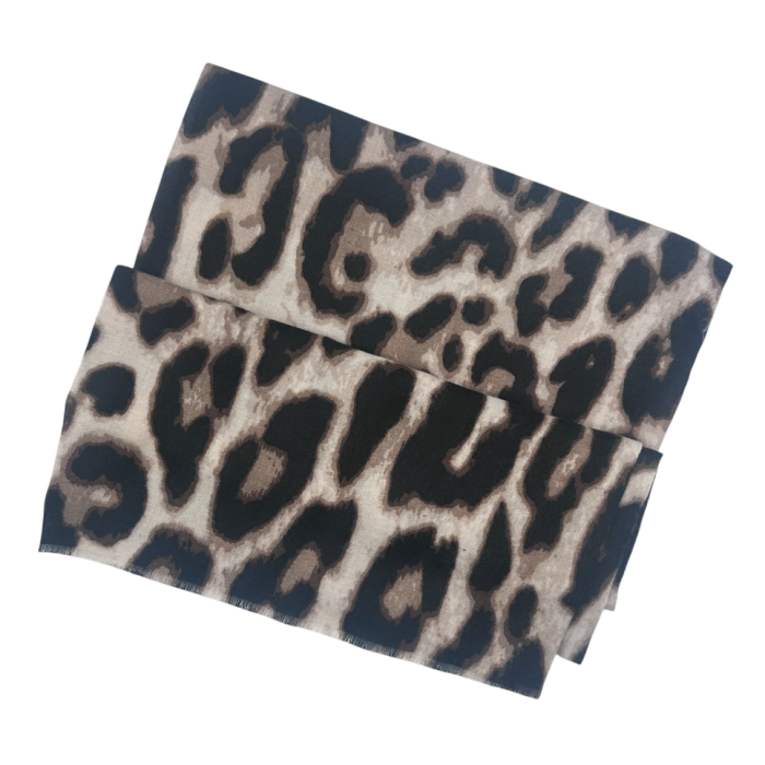 Eșarfă Damă Animal Print LEOPARD Bej și Negru – Accesoriu Fashion Chic [2]