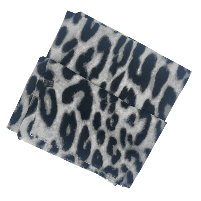 Eșarfă Damă Animal Print LEOPARD Gri și Negru - Accesoriu Fashion Chic [2]