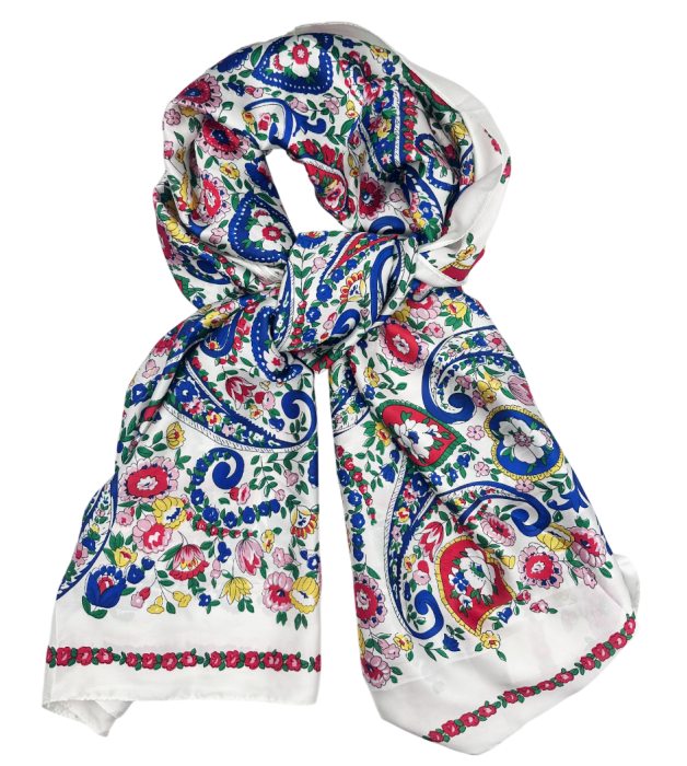 Esarfa dama CARMEN alb cu flori colorate [2]