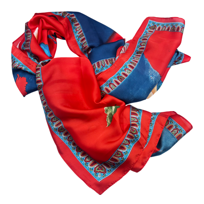 Esarfa dama CARMEN cu flori, Verde, 85x180cm [2]