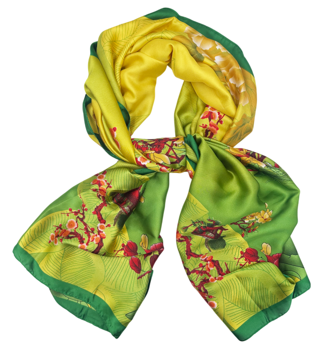 Esarfa dama CARMEN cu flori, Verde/ Galben [2]