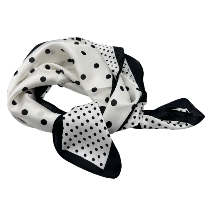 Esarfa dama DORIS alb cu buline negre [2]