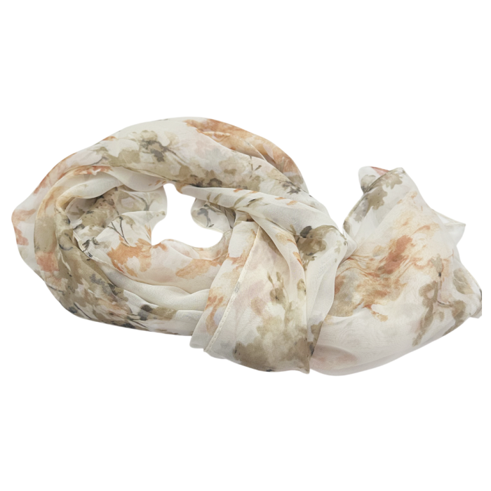 Esarfa Dama, Crem cu flori maro [2]