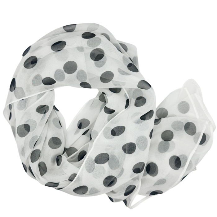 Esarfa dama JOLIE - Alb cu buline negre [2]