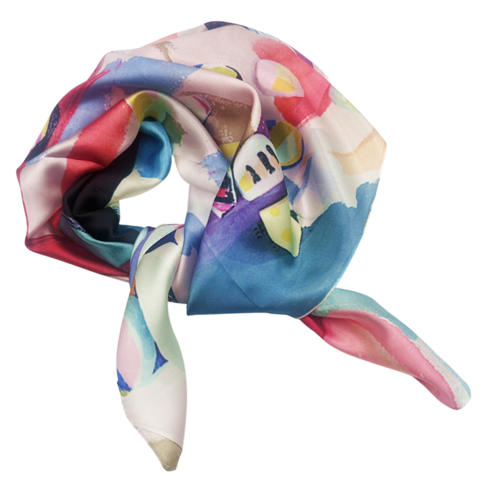Esarfa dama KLARA cu pictura abstracta, 70x70cm [2]