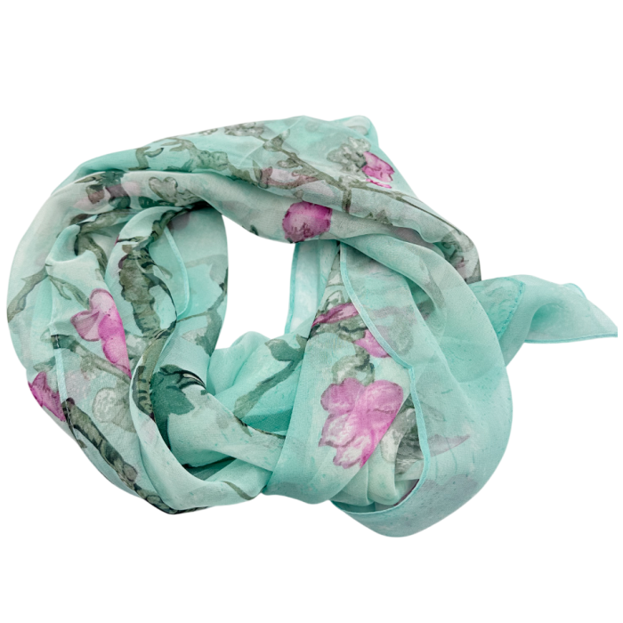 Eșarfă Damă Florală Verde Mentă – Aspect Mătăsos [2]