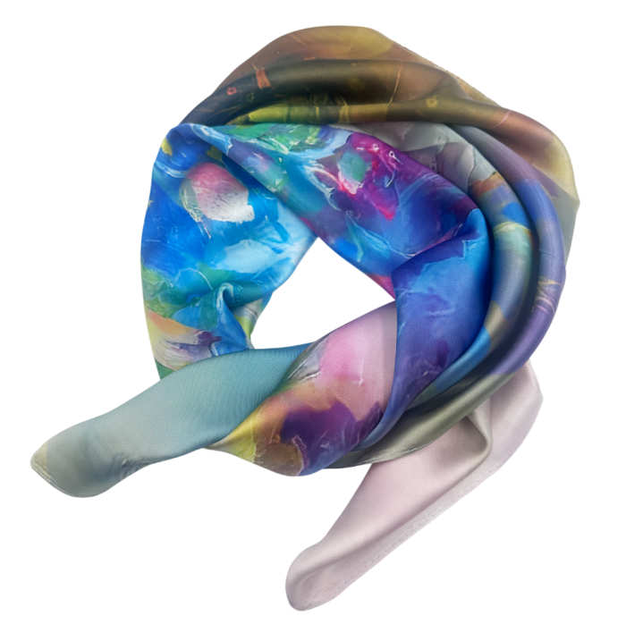 Esarfa dama MARILOU cu Flori Roz si albastre [2]