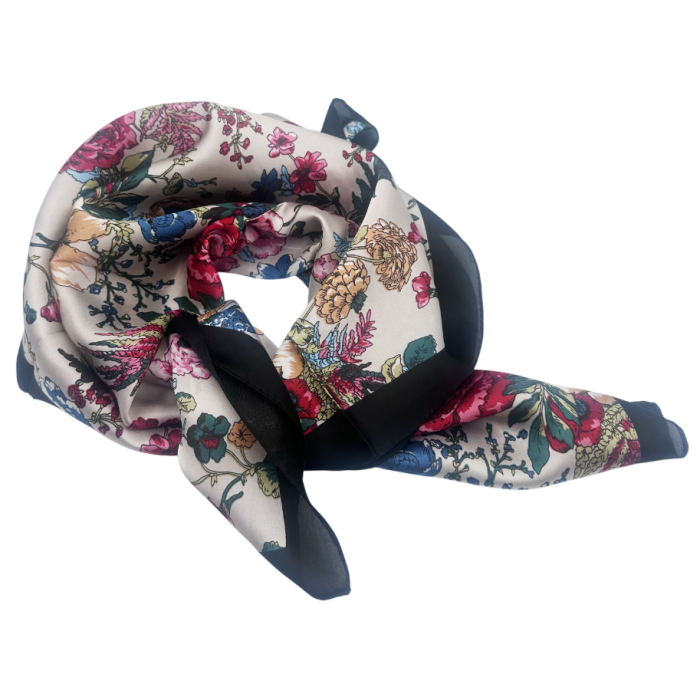 Esarfa dama PEONY - bej cu trandafiri si bujori [2]