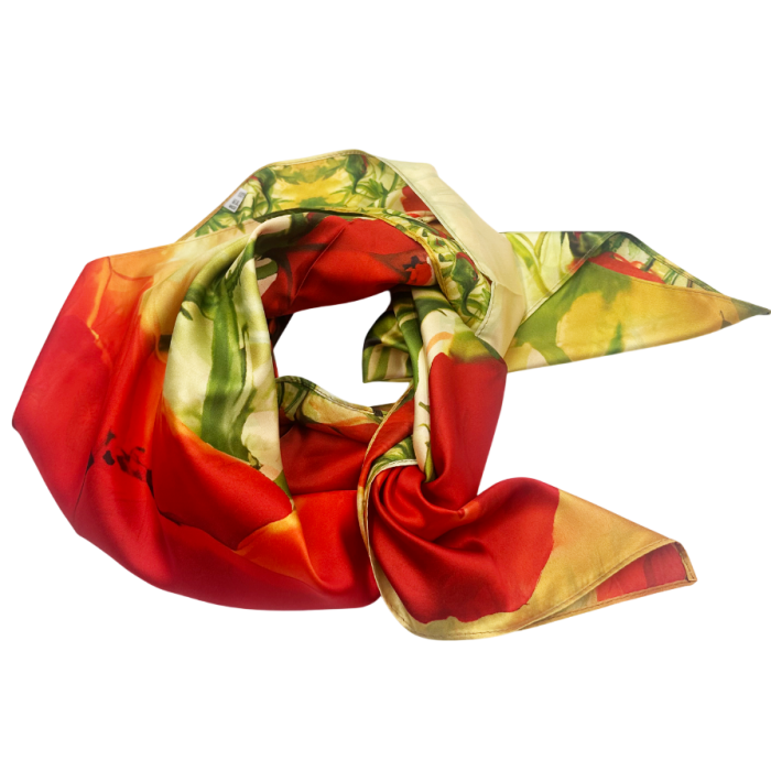 Esarfa dama cu maci, Cu 2 fete, 70x70cm [2]