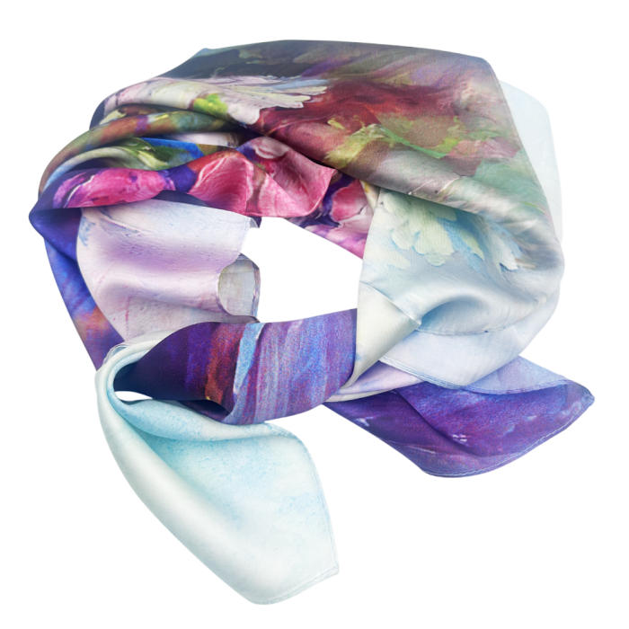 Esarfa dama ROSE cu Flori Pictate, 70x70cm [2]