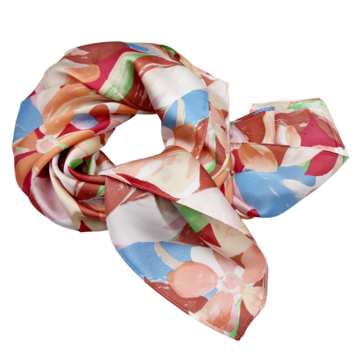 Esarfa dama VALERIE cu flori maro - patrata [2]