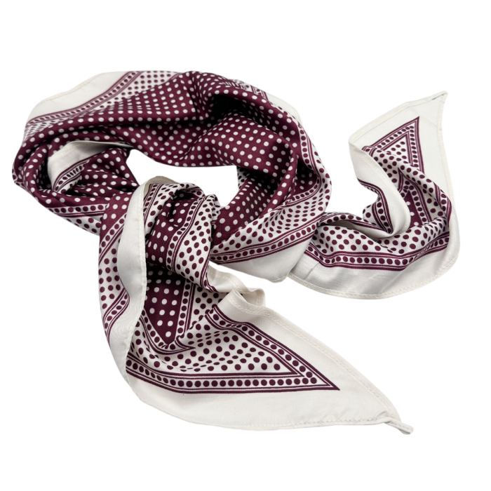 Esarfa dama VICTORIA triunghiulara, grena cu buline albe - Fina si Eleganta [2]