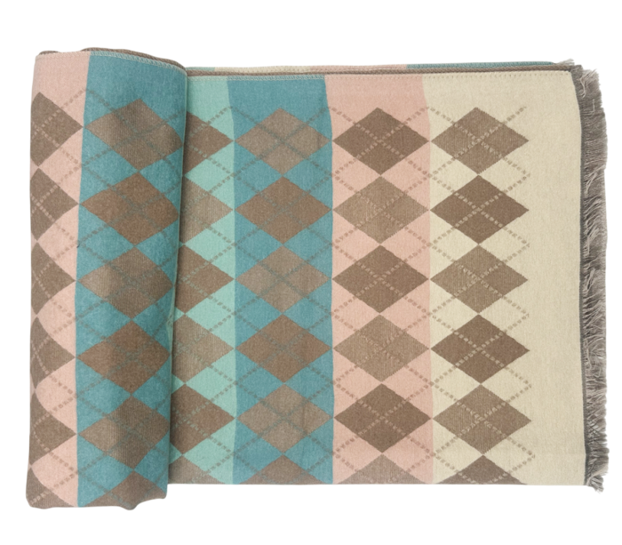 Esarfa tip Poncho in carouri ALBERTINA, Bej taupe, 65x185cm [1]