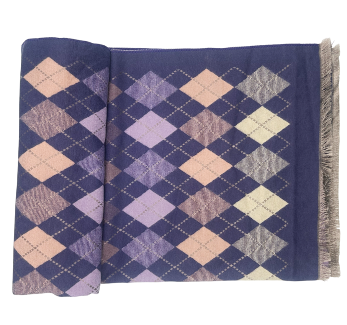 Esarfa tip Poncho in carouri ALBERTINA, Mov, 65x185cm [1]