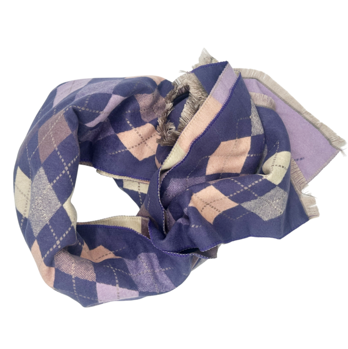 Esarfa tip Poncho in carouri ALBERTINA, Mov, 65x185cm [2]
