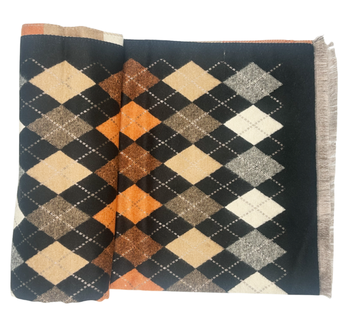 Esarfa tip Poncho in carouri ALBERTINA, Negru, 65x185cm [1]