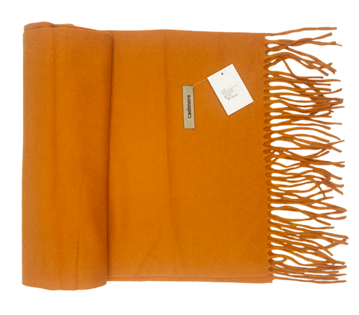 Esarfa ingusta cu franjuri Cashmere ROYAL, Portocaliu, 35x180cm [2]