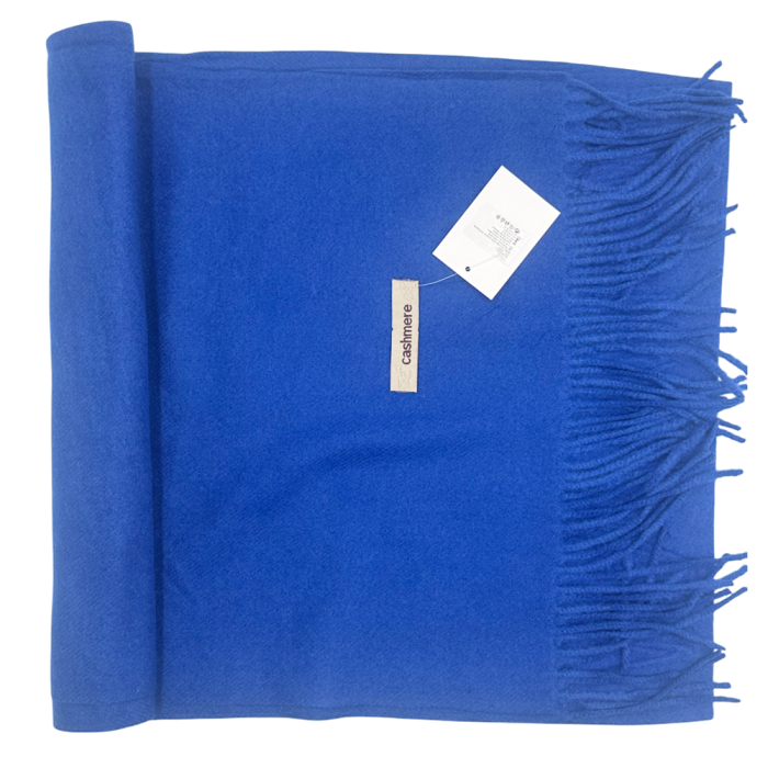 Esarfa casmir albastra cu franjuri ROYAL 35x180cm [2]