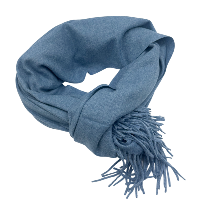 Esarfa cu franjuri Cashmere LUXE, Albastru, 68x180cm [3]