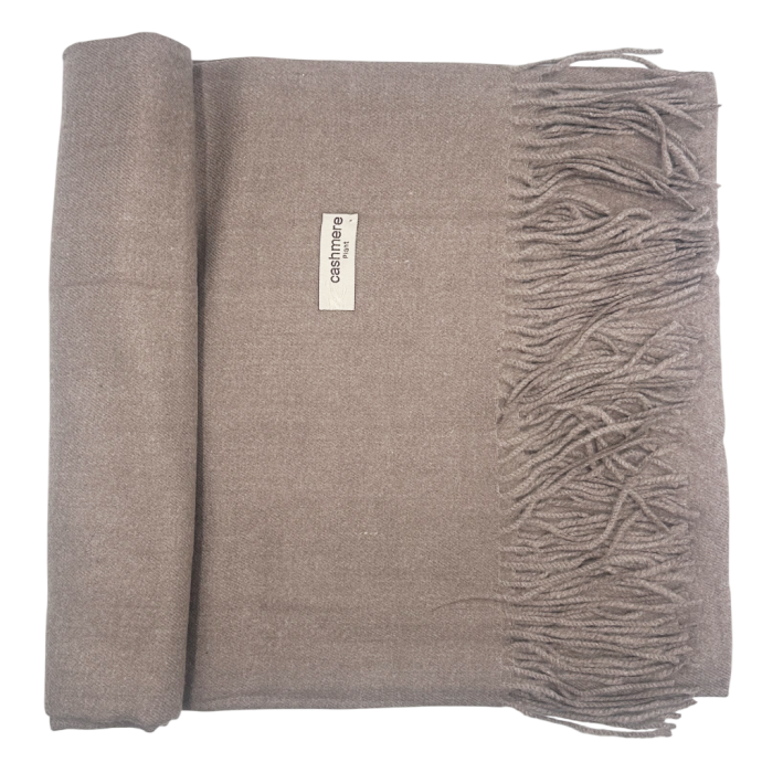 Esarfa cu franjuri Cashmere LUXE, Bej taupe, 68x180cm [2]