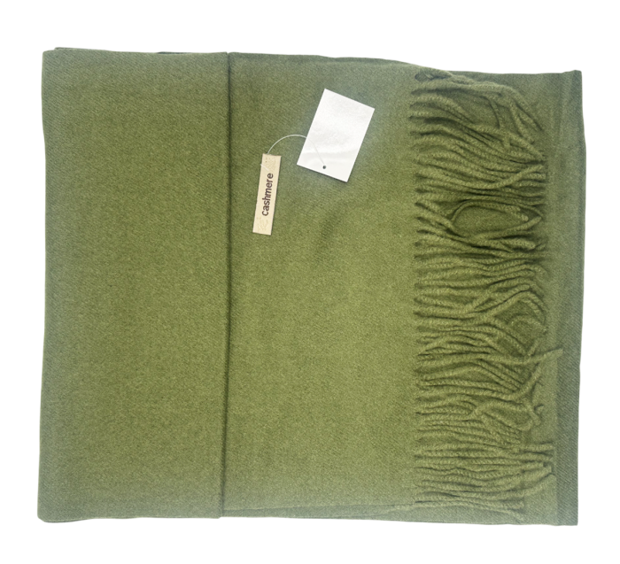 Esarfa ingusta cu franjuri Cashmere ROYAL, Kaki [2]