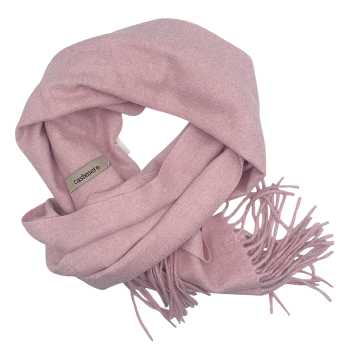 Esarfa ingusta cu franjuri Cashmere ROYAL, Roz pastel, 35x180cm [3]