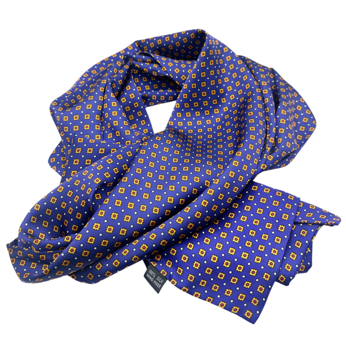 Esarfa matase barbati ALBERTO bleumarin cu flori - Accesoriu elegant [2]