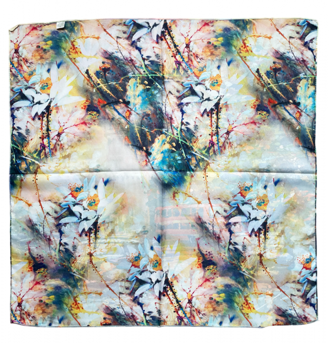 Esarfa matase DAISY cu 2 fete, 70x70cm [3]