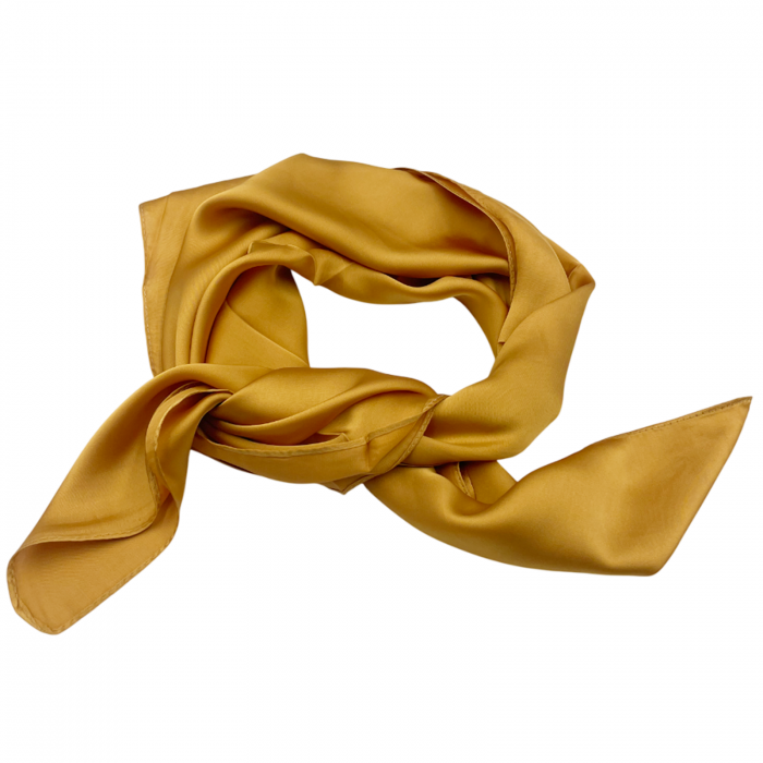 Esarfa matase AMELIE, Galben mustar, 70x70cm [2]