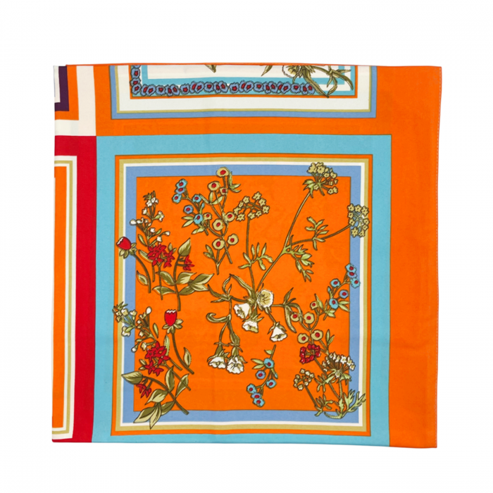 Esarfa matase FLORES, Portocaliu, 87x180cm [3]