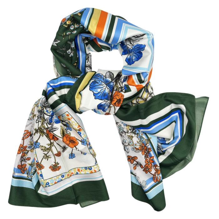 Esarfa matase FLORES, Verde [2]