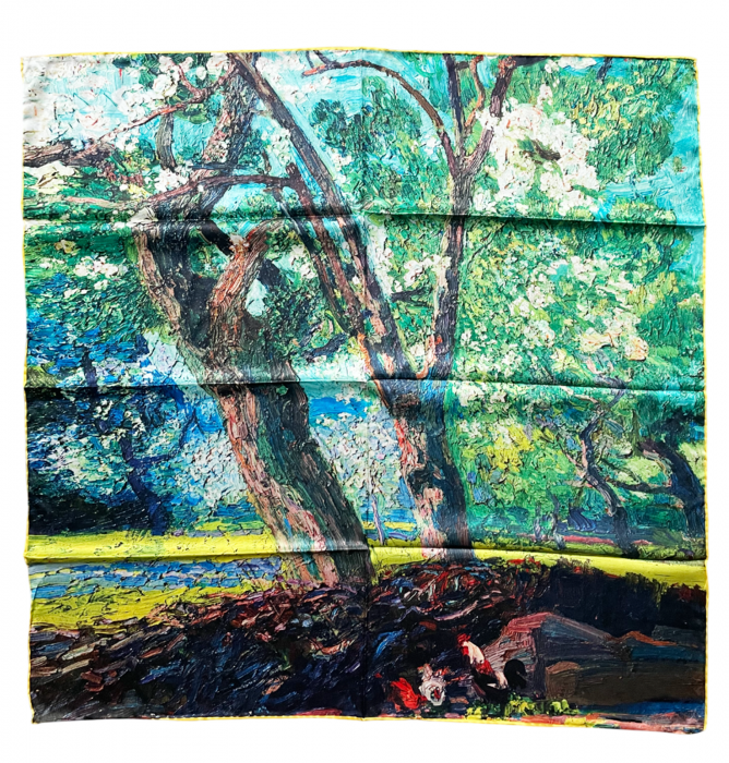 Esarfa matase TREES, Verde, 85x85cm [1]