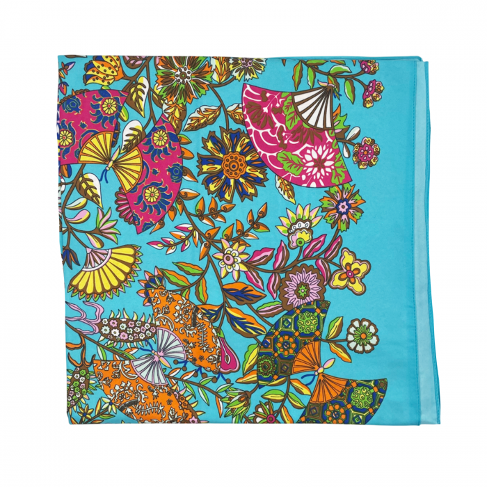 Esarfa matase VENTAILS, Albastru, 87x180cm [4]