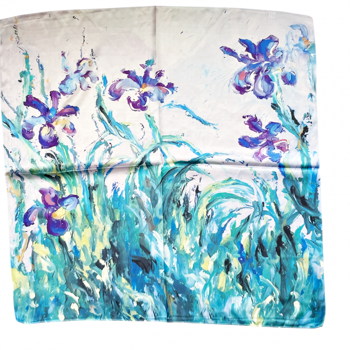 Esarfa matase IRISES, Mov, 70x70cm [6]