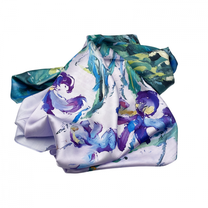 Esarfa matase IRISES, Mov, 70x70cm [3]