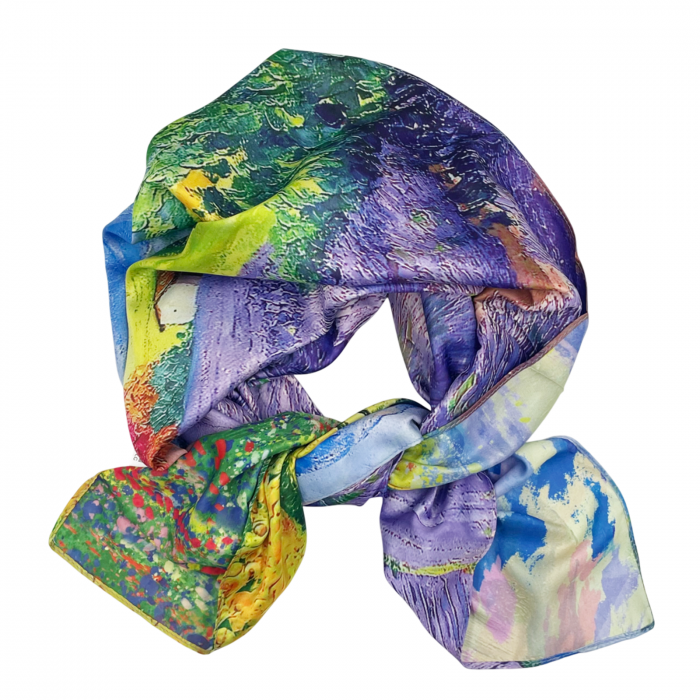 Esarfa matase JULIA, Albastru, 70x70cm [4]
