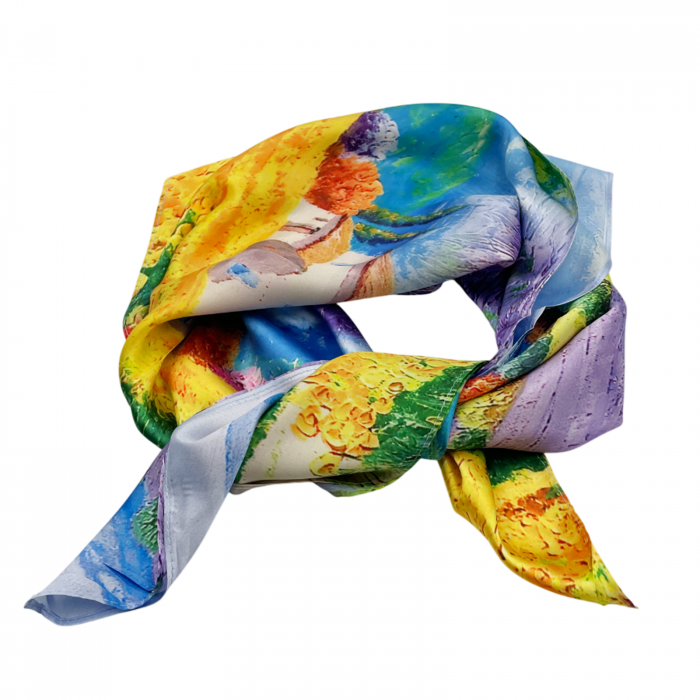 Esarfa matase JULIA, Albastru, 70x70cm [1]