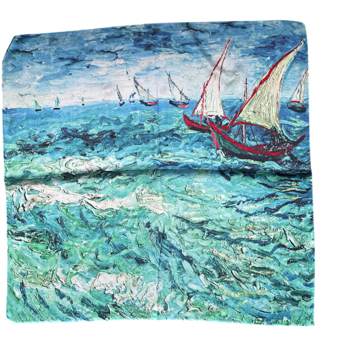 Esarfa matase SEASCAPE, Verde, 70x70cm [4]