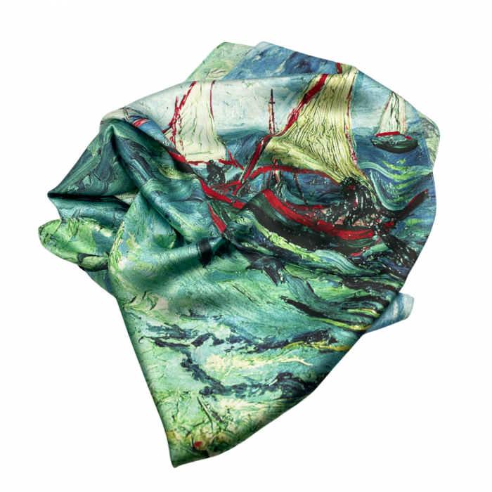 Esarfa matase SEASCAPE, Verde, 70x70cm [3]