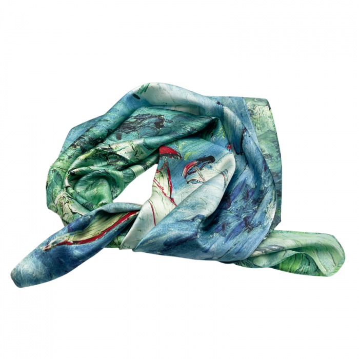 Esarfa matase SEASCAPE, Verde, 70x70cm [2]