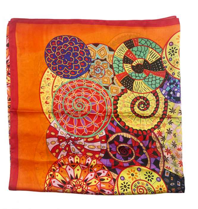 Esarfa matase MARISOL, Portocaliu, 90x180cm [3]