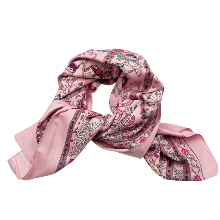 Esarfa matase HERMES, Roz, 87x180cm [3]