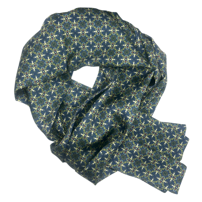 Esarfa matase - pentru barbati - Ricardo, Albastru Verde, 30x160cm [1]