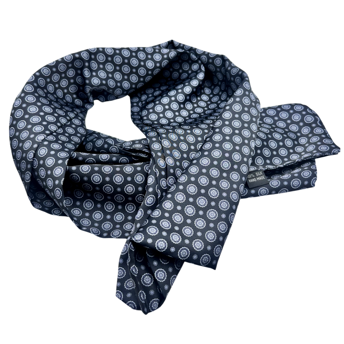 Esarfa matase barbati BONITO neagra cu model geometric [2]