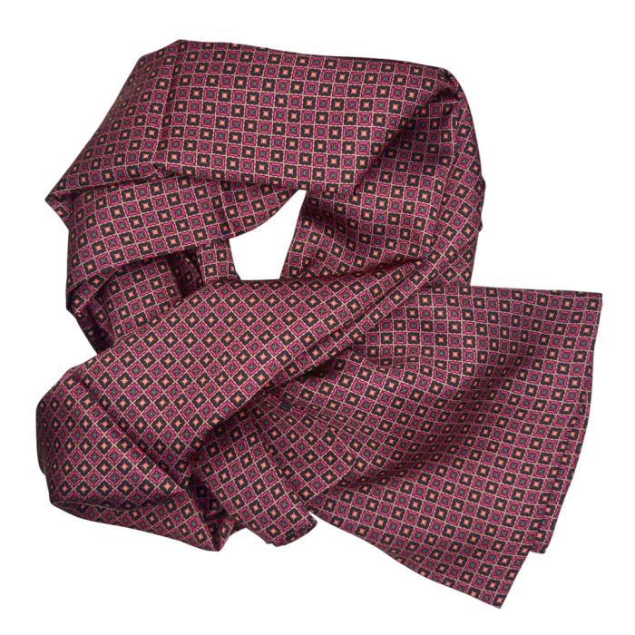 Esarfa matase - pentru barbati - LEONARDO, Negru-Fucsia [1]