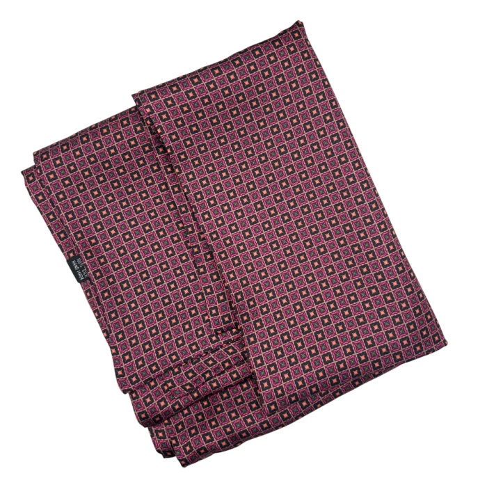 Esarfa matase - pentru barbati - LEONARDO, Negru-Fucsia [2]