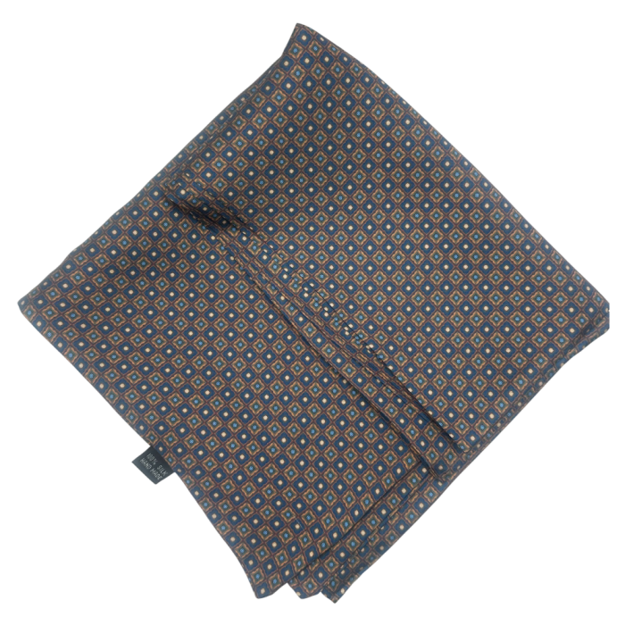 Esarfa matase - pentru barbati - LEONARDO, Albastru/ Maro [2]