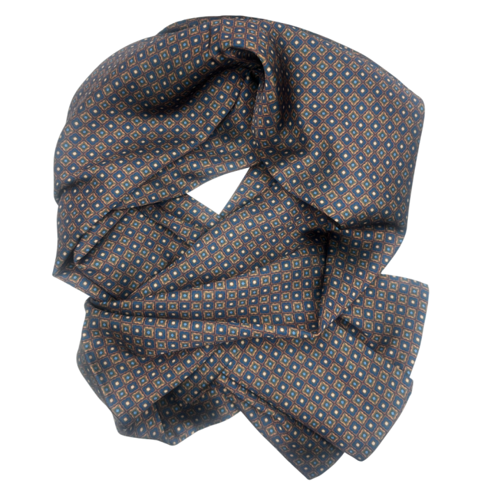 Esarfa matase - pentru barbati - LEONARDO, Albastru/ Maro [1]