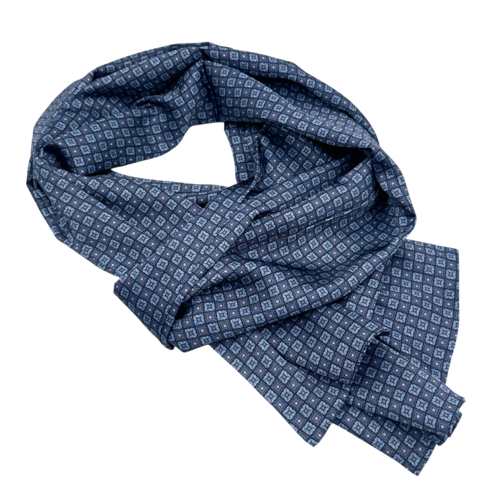 Esarfa matase - pentru barbati - LEONARDO, Gri/ Bleu, 30x160cm [2]