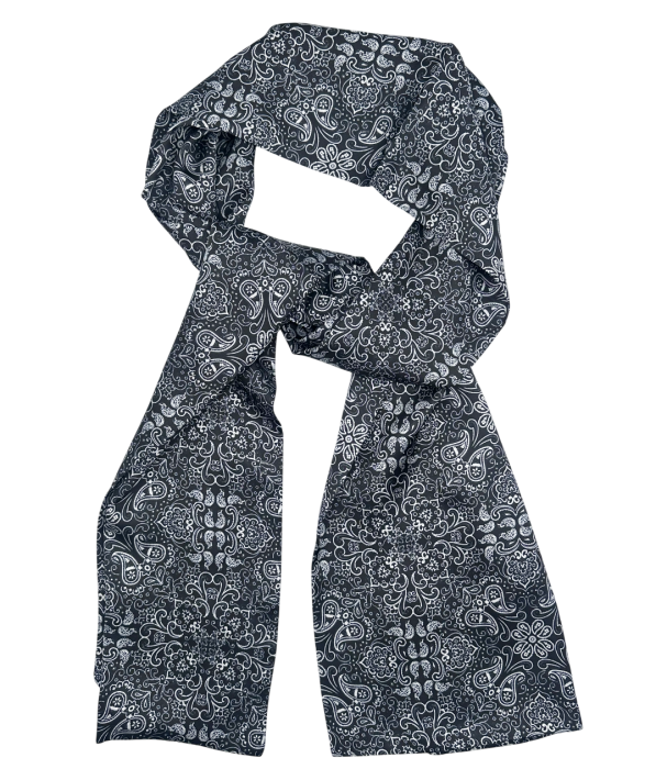 Eșarfă din mătase pentru bărbați cu model paisley alb-negru [3]